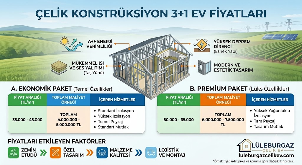 çelik konstrüksiyon ev 3+1 fiyatları