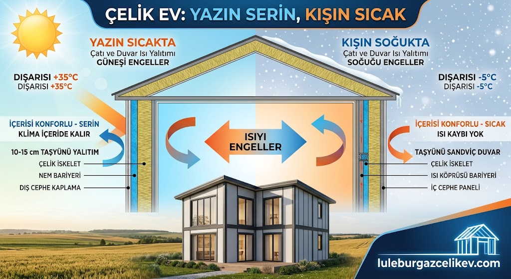 çelik ev kışın soğuk yazın sıcak olur mu