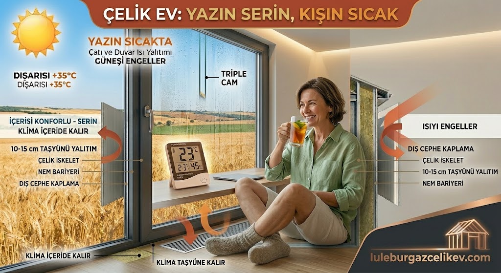 çelik ev yaz mevsiminde sıcak olur mu